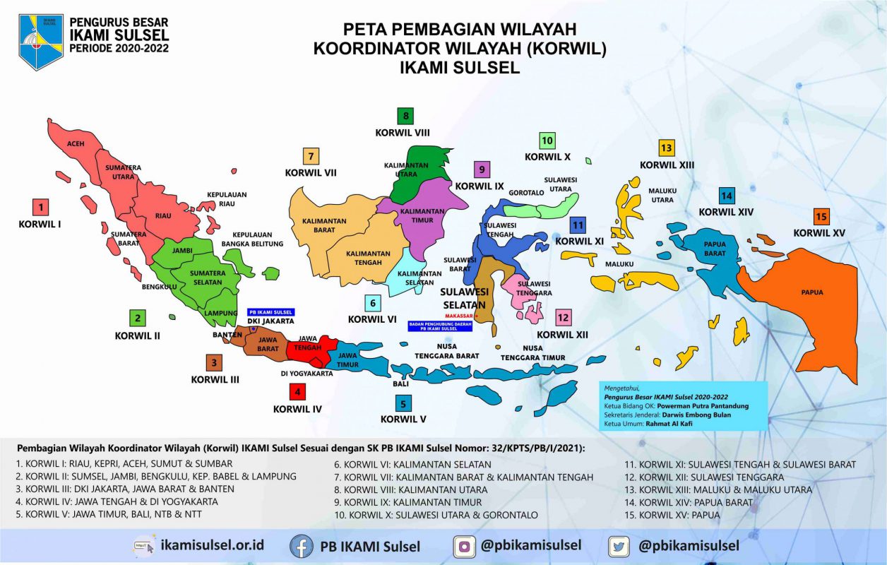Peta Pembagian Wilayah Korwil IKAMI Sulsel Se-Indonesia