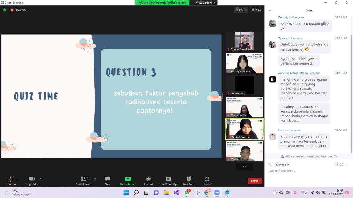 Antusiasme dari Siswa-Siswi SMAS ANANDA BATAM di Sesi Quiz