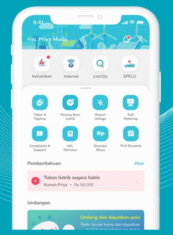 Tampilan PLN Mobile