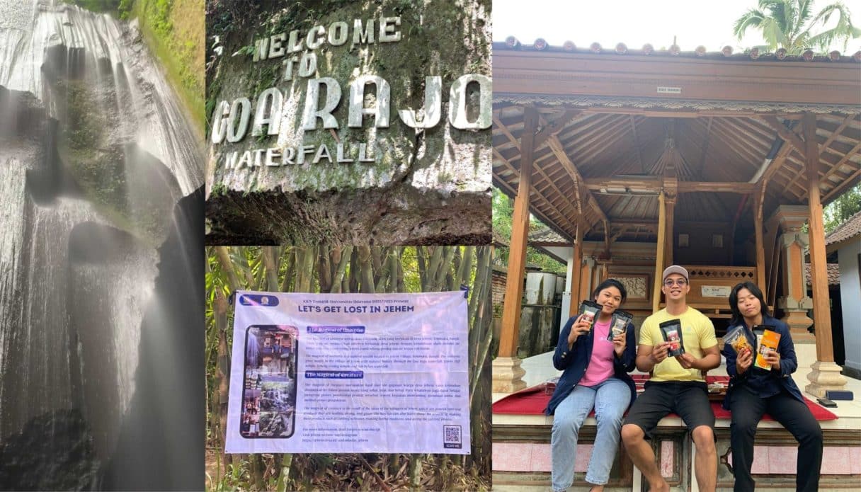 Air Terjun Goa Raja, banner informasi di pintu Air Terjun Goa Raja