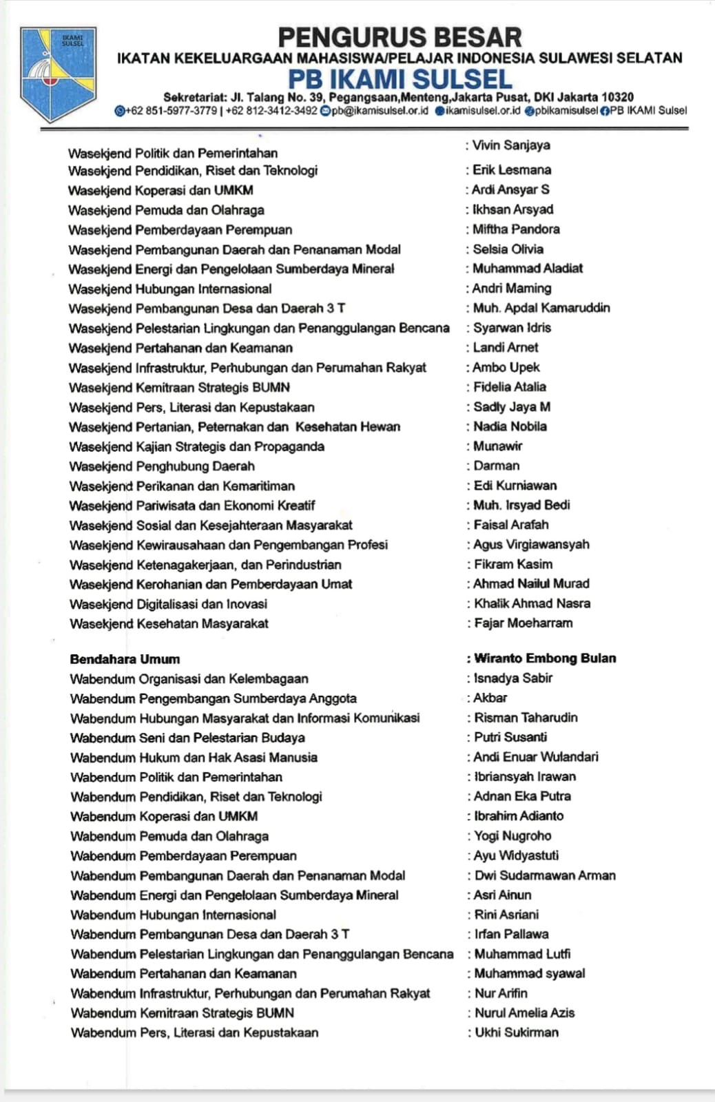 Susunan PB IKAMI Sulsel 2023-2025 Bag 3