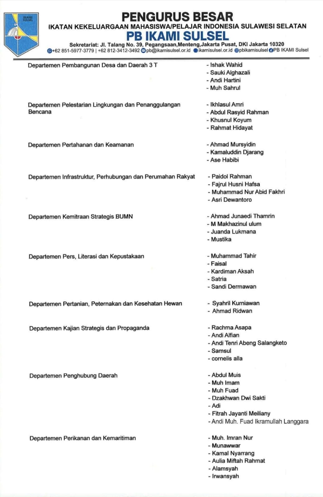 Susunan PB IKAMI Sulsel 2023-2025 Bag 5