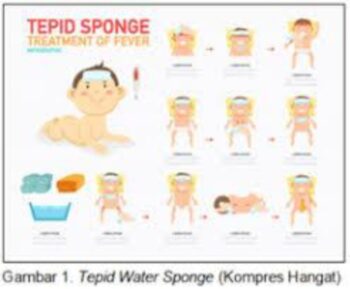Seseorang sedang melakukan tepid sponge