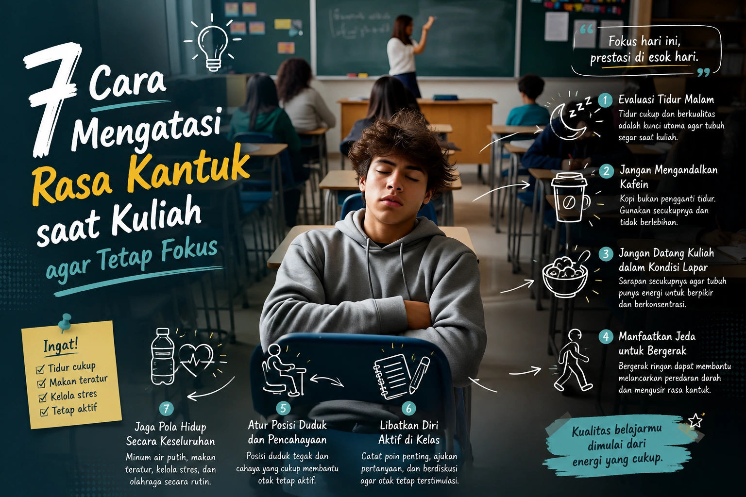 Cara Mengatasi Rasa Kantuk saat Kuliah agar Tetap Fokus