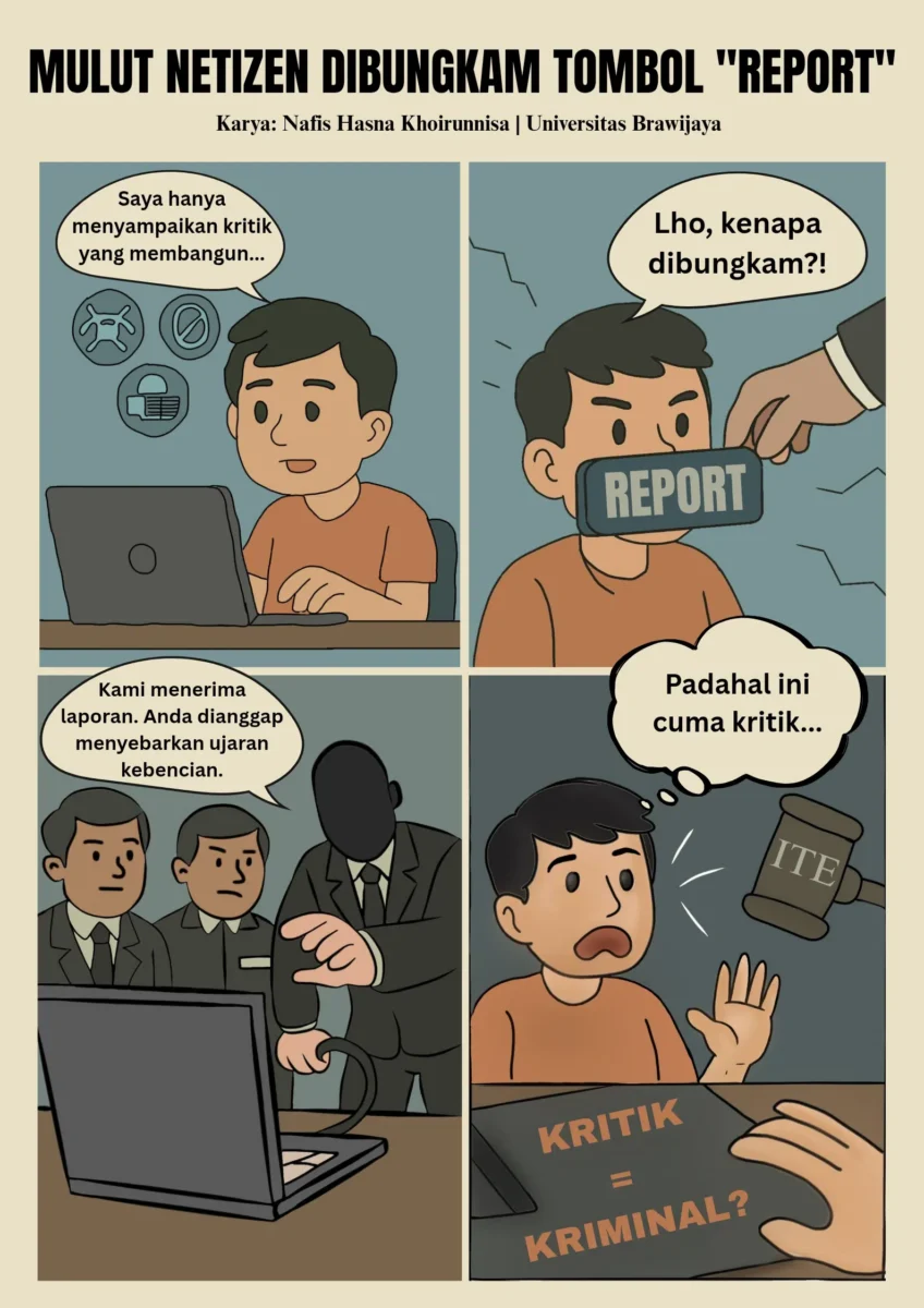 Karikatur: "Mulut Netizen Dibungkam Tombol "Report""