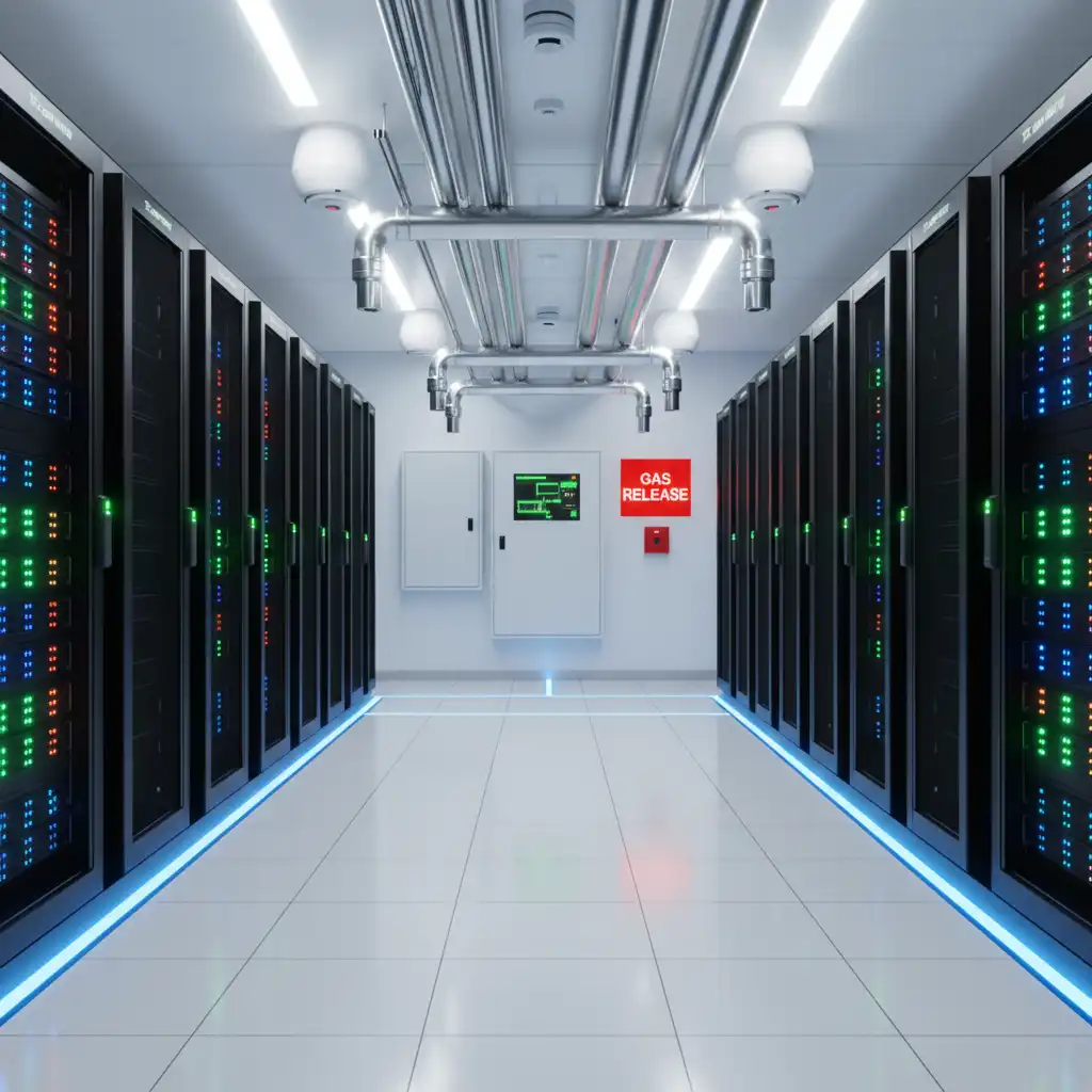 Sistem FM200 untuk perlindungan data center dan perangkat elektronik.