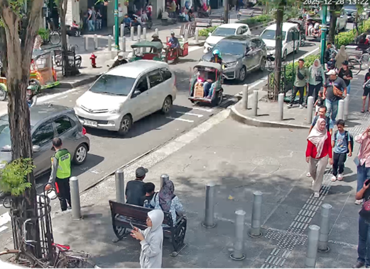 Keramaian dan kemacetan kendaraan di kawasan Malioboro, Yogyakarta