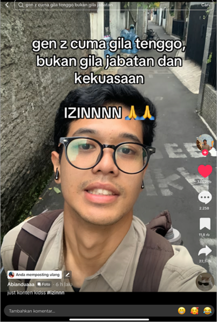 Unggahan Gen Z bahwa mereka hanya gila tenggo bukan gila jabatan dan kekuasaan