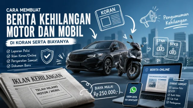 Cara Membuat Berita Kehilangan Motor dan Mobil di Koran