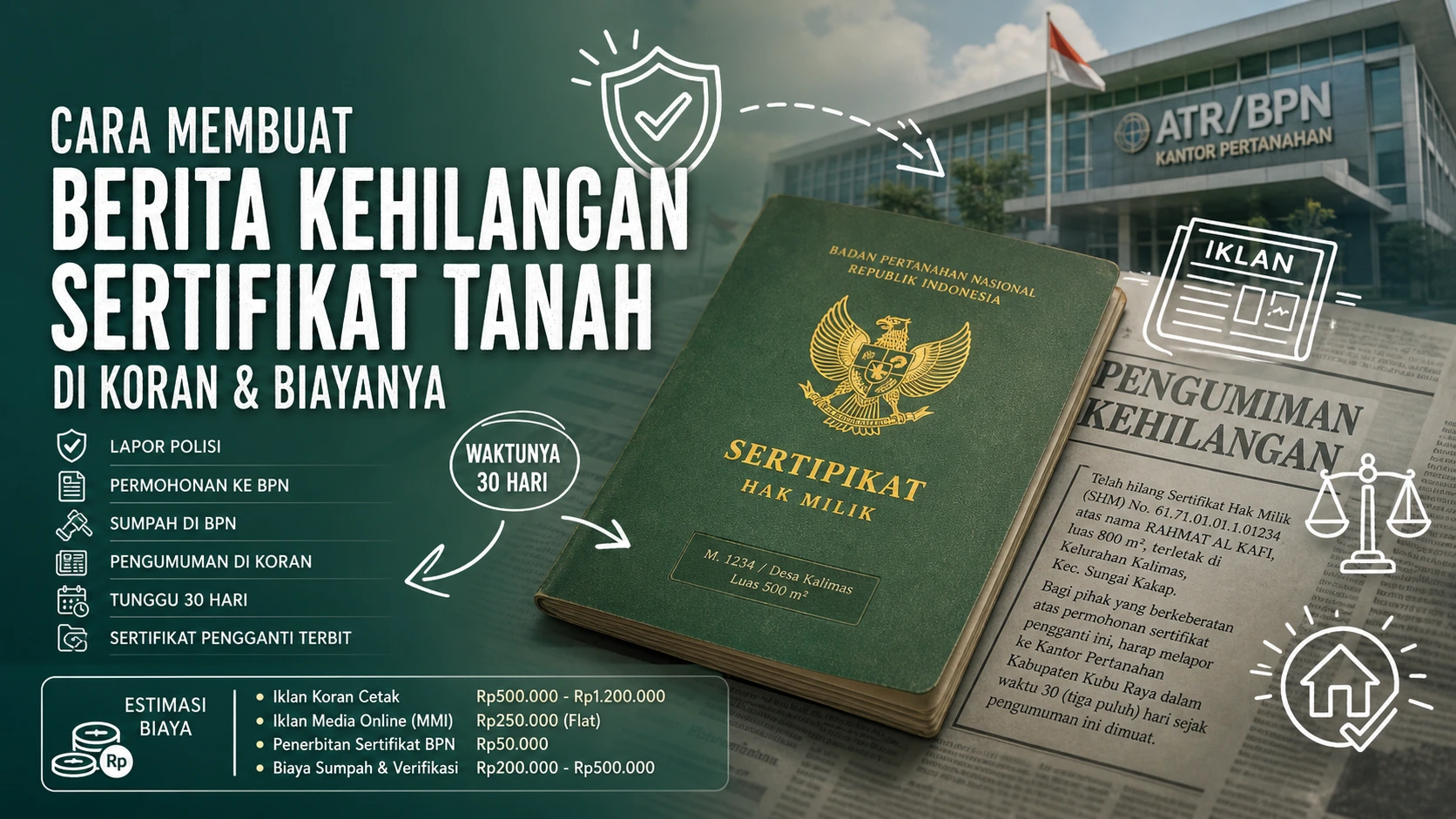 Cara Membuat Berita Kehilangan Sertifikat Tanah di Koran