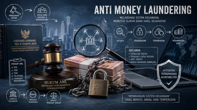 Ilustrasi Anti Money Laundering dengan pengawasan transaksi dan pelacakan aset