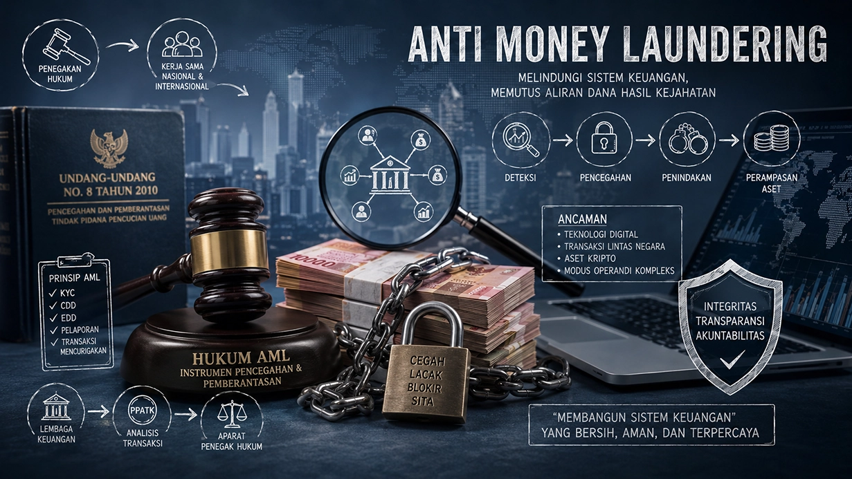 Ilustrasi Anti Money Laundering dengan pengawasan transaksi dan pelacakan aset