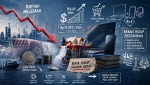Ilustrasi pelemahan rupiah terhadap dolar yang meningkatkan biaya hidup masyarakat