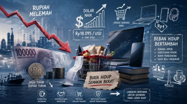 Ilustrasi pelemahan rupiah terhadap dolar yang meningkatkan biaya hidup masyarakat