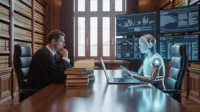 Auditor menganalisis data keuangan menggunakan teknologi Profesi Audit Digital di perusahaan