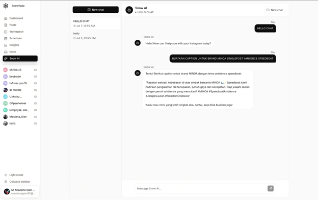 Gambar 6. Tampilan fitur AI caption generator untuk membantu pembuatan caption dan ide konten.