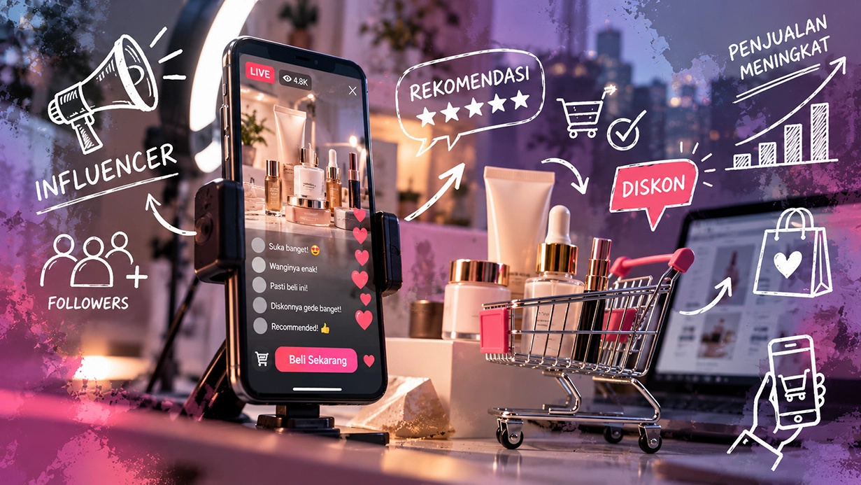 Live Shopping Kosmetik Ungu-Pink