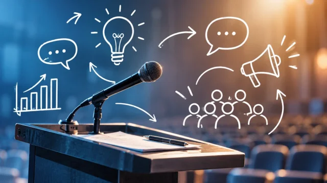 Panggung Komunikasi dengan Podium dan Doodle copy
